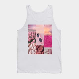 Pink Tulips and Glitter Print Tank Top